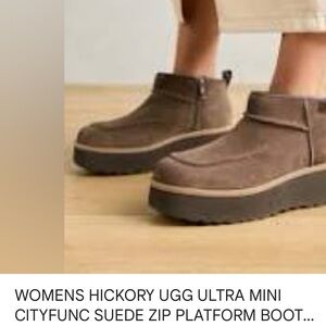 NWT UGG Cityfunc ultra low hickory Brown hickory Suede Boot platform unlined